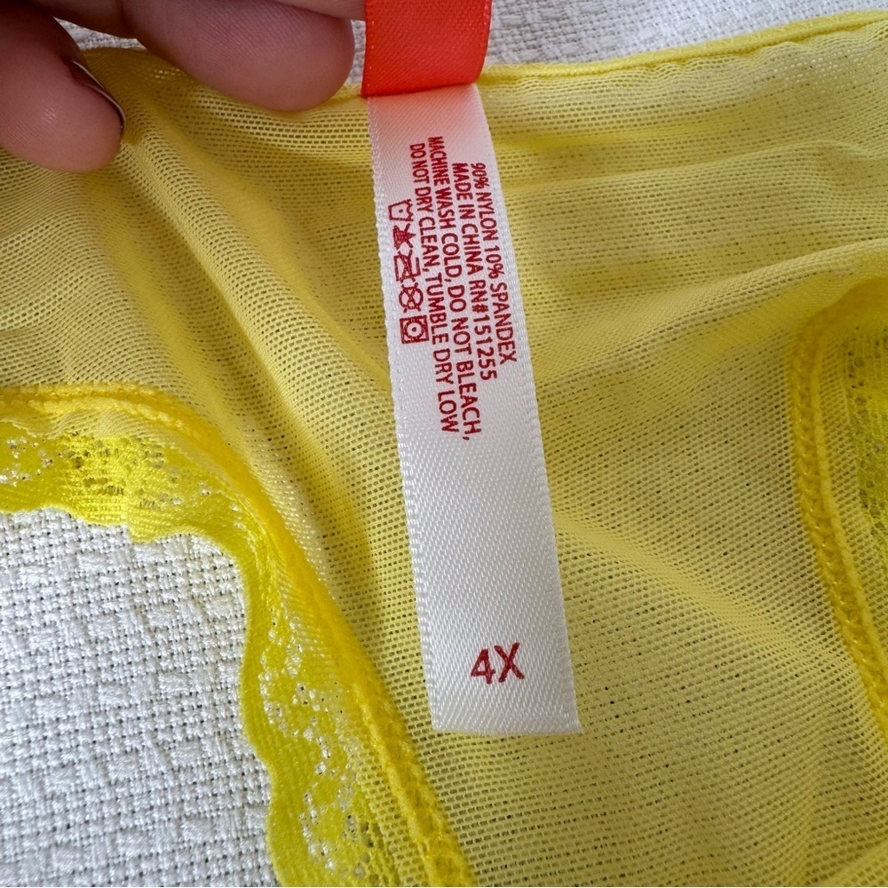 Splendies Yellow Lace Thong Panties Size 4X (See notes) NWT - Picture 7 of 9